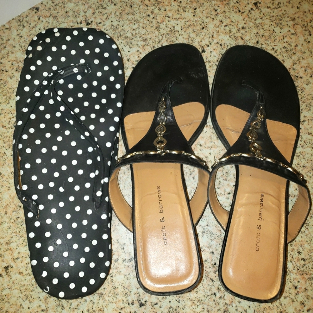 8 Lot of Black & Silver & White Sandals